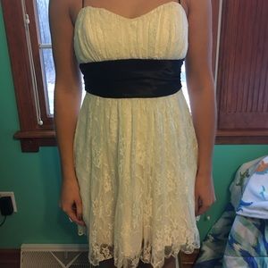 Cream & Black Lace Dress